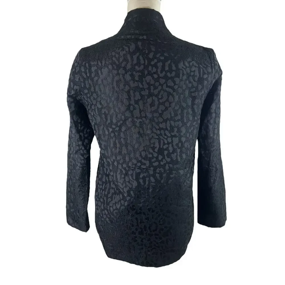 Suncoo Paris Manteau Edwin Black Leopard Print Blazer Jacket Size T0 (XS)